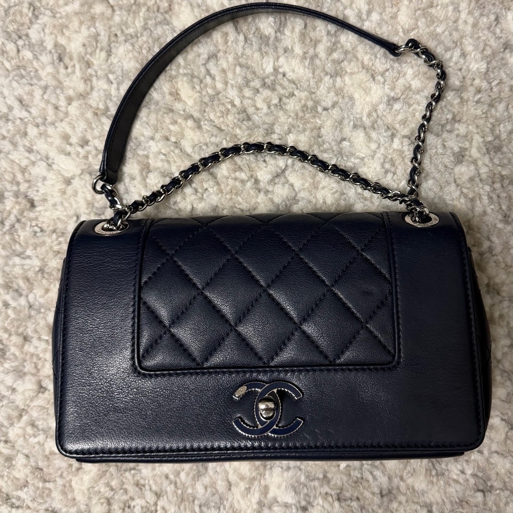 SOLD Chanel Navy Quilted Handbag